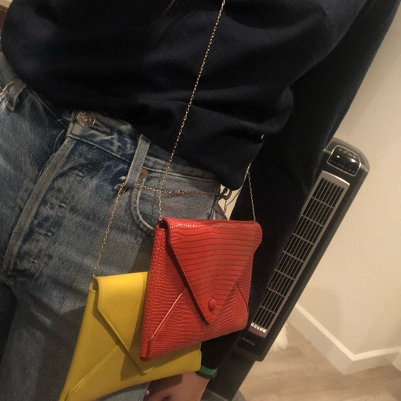 THE ROW Small Yellow Leather Envelope crossbody Bag - Picture 7 of 10